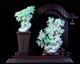 Lot JD809 Jadeite Pair of Flowers