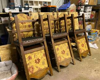 Set of 6 Upholstered Wood Chairs