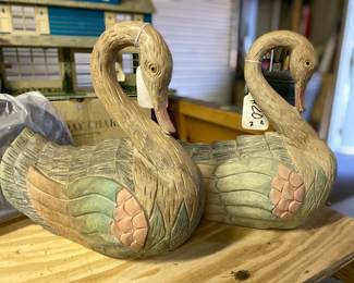 Carved Wooden Swans