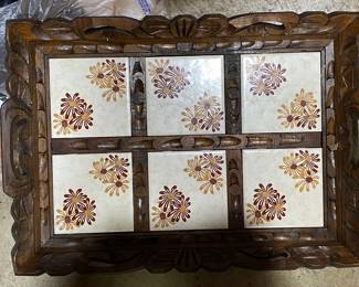 Vintage Hand Carved Mexican Serving Tray