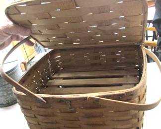 Woven Wood Slat Picnic Basket