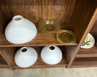 Milk Glass Lamp Shades - Yellow Federal Depression Glass 