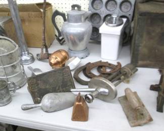 Copper Pig Bank - Copper Bell - Cast Iron Bacon Press -