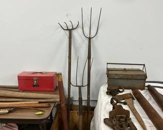 Pitch Forks - Fishing Rod in Case - Assorted Tools