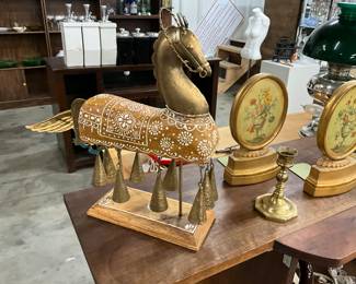 Metal Horse with Bells Home Decor - Brass Candlestick Holder - Book Ends