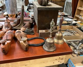 Brass Bell w/Wood Handle & Tibetan Temple Brass or Bronze Bell 