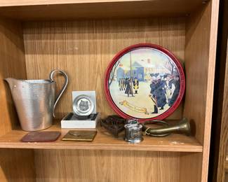 Hammered Aluminum Pitcher - Sad Iron Holder - Scheidt's Valley Forge Brewing Co Metal Beer Tray - Advertising Metal Table Lighter