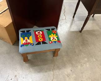 Elsa Williams Clown Needlepoint Footstool