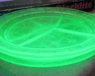 Uranium Glass Anchor Hocking 3 Sectioned Plate
