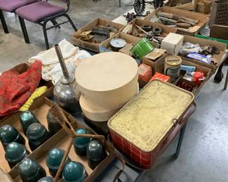 Blue Glass Insulators - Wood Boxes