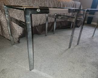 Qty 2 chrome and glass end tables