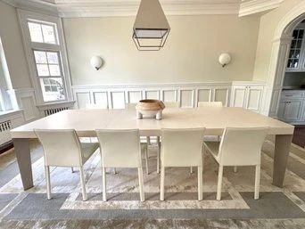 BERNHARDT DINING TABLE AND INTERLUDE DINING CHAIRS