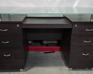 Wood Desk With Glass Top