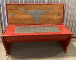 Longhorn Wood Bench Rustic Look