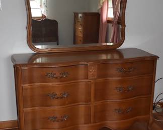 Bassett French Provincial Style Dresser And Mirror