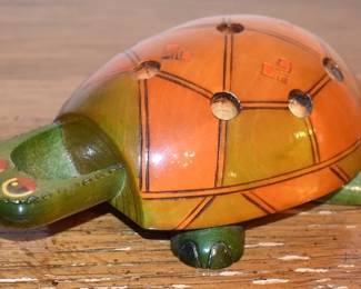 Figural Turtle Wooden Pencil Holder