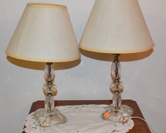 Pair Of Vintage Glass Table Lamps