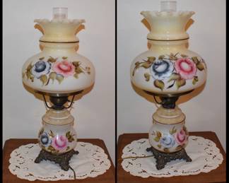 Pair Of Vintage Glass Table Lamps