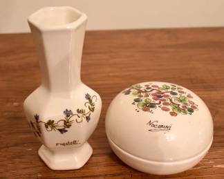 Hand Painted Italian Porcelain Vase And Trinket Box (2)