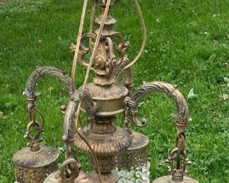 Antique Figural Brass Lamp