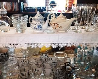 The second china and glassware table with Princess House, MCM and more
