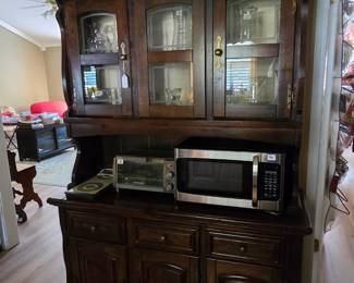 China Cabinet with Hutch. 2 Pieces.