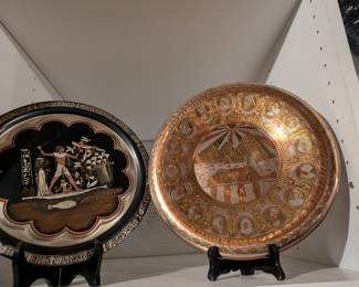Egyptian Etched Copper Plate is the Black Plate Egyptian Copper Engraved Plate with Tin Wash