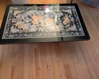 1970's Chinoiserie Peacock Folding Tea/Coffee Table Collapsible four legs for easy storage