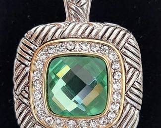 Green White Topaz In 925 Silver
