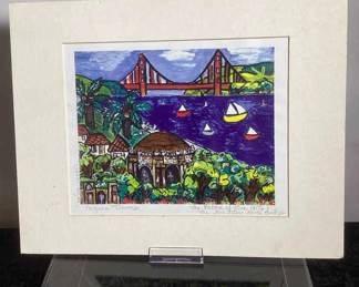 Vintage Virginia Art Golden Gates Bridge Signed By Artist