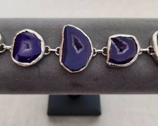 Agate Bracelet Plated In Genuine 925 Sterling Silver