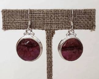 Moss Agate In 925 Silver Earrings