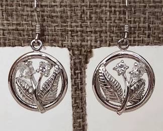 White Topaz In 925 Silver Earrings