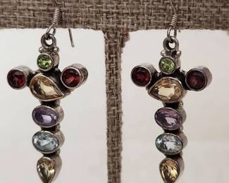 Multi Colored Gemstone Earrings
