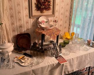 Variety of vintage dishes.