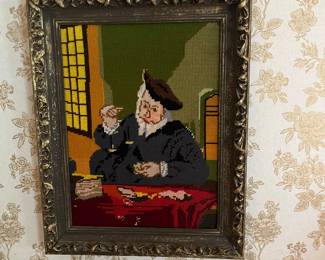 Vintage framed needlepoint.