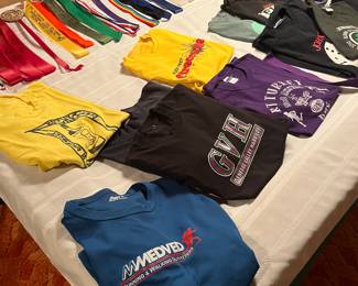 Vintage running T-shirts from a variety of western New York sponsors.
