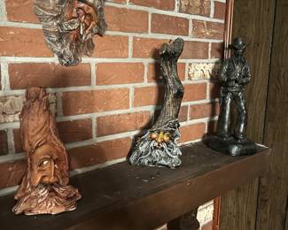 Vintage wax and iron figurines.