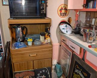 Toaster Oven - Microwave - Stand - Coca-Cola Clock - Jack Daniels Signs