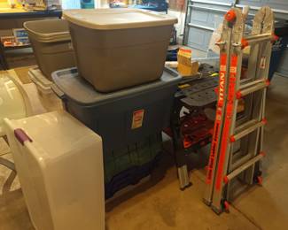 Storage totes, Titan extendable ladder
