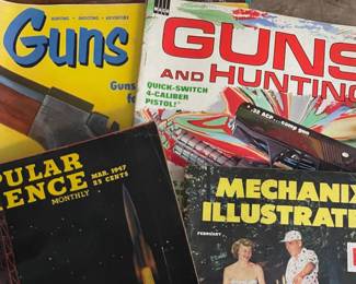 Large Selection Vintage Mags--Time, Guns, Popular Science, Mechanix Illustrated, etc.,