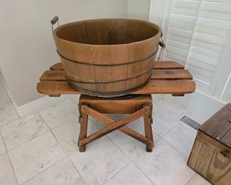 Primitive wash tub and table