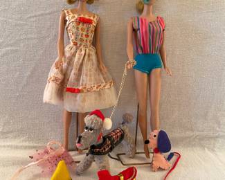 Midge & Barbie walking the dog
