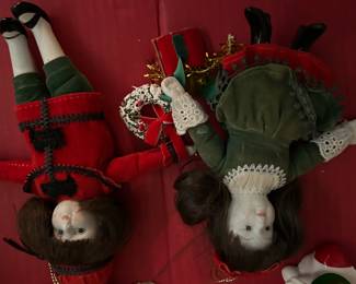 Porcelain Christmas dolls - about 4”