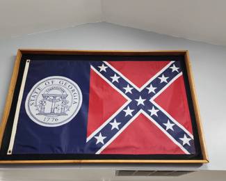 Large Framed Georgia Flag 1956-2001 Confederate Flag