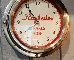 Vintage Raybestos Brakes Advertising Clock 1980's Stainless 9"