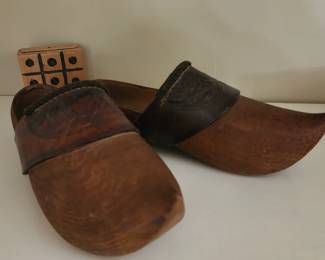 Vintage Wooden Leather Clogs