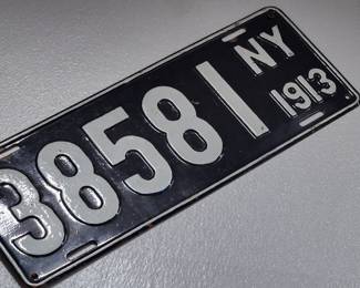 Vintage Car/License Plate Vintage New York 1913 #38581 (Excellent Condition)
