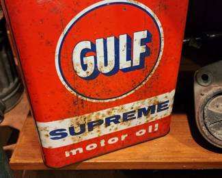 2 Gallon Oil Can Gulf Supreme Motor Oil