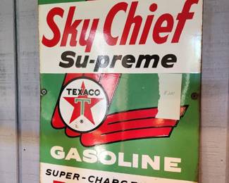 Sky Chief Su-preme Texaco Gasoline Advertising Sign 18" x 12"